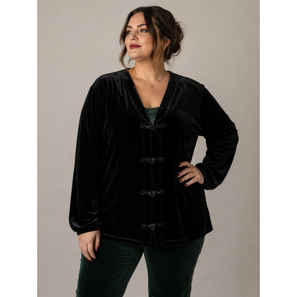 Coldwater Creek Black Velour Evening Cardigan Quiet Luxury Holiday Party 1X 2X